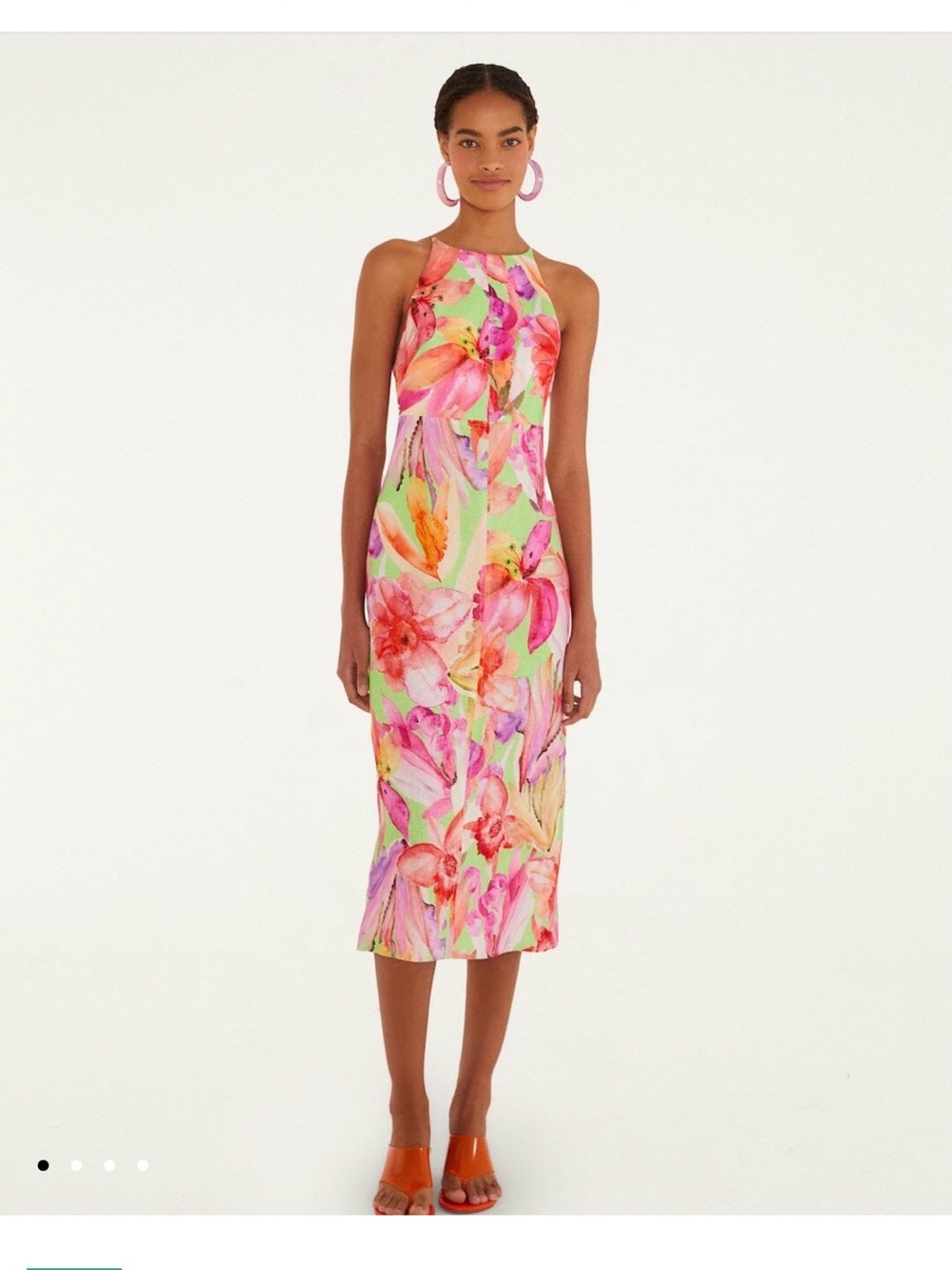 FARM Rio Floral Linen Midi Dress